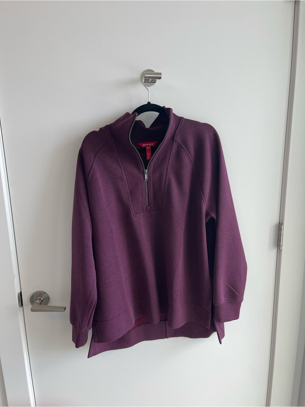 SPANX Plum Air Essentials Brushed Half-Zip Sweatshirt